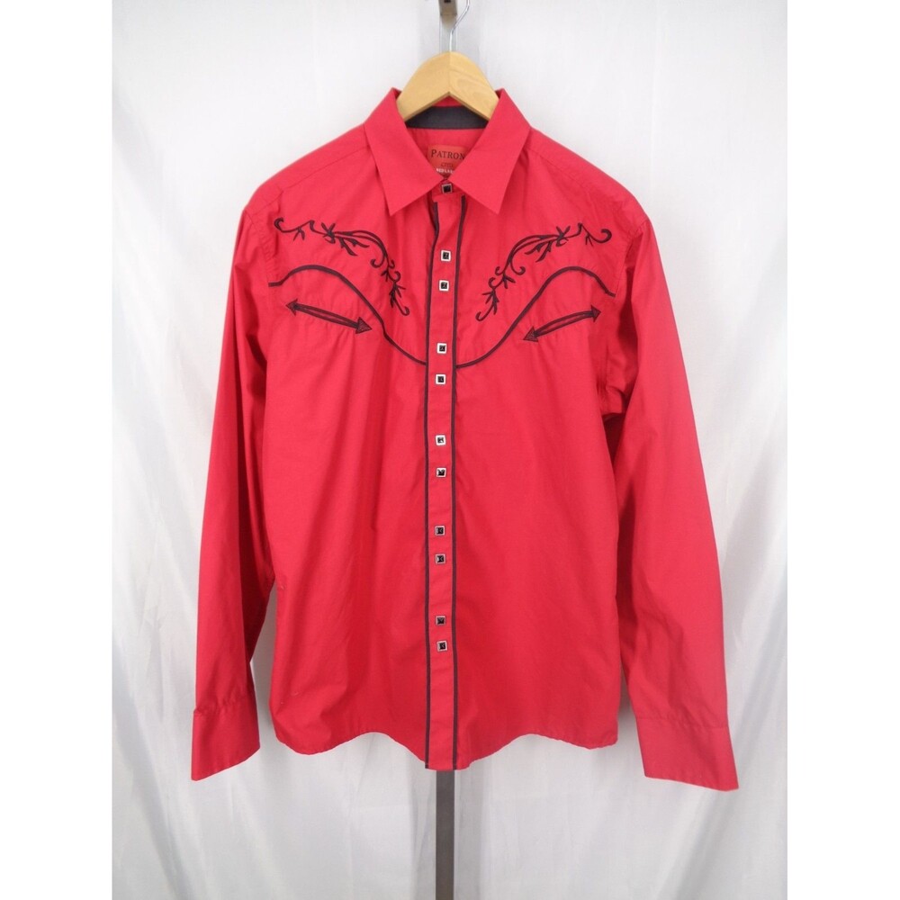 Patron Cito Red Label Embroidered Snap Shirt Western Cowboy Size Large Men